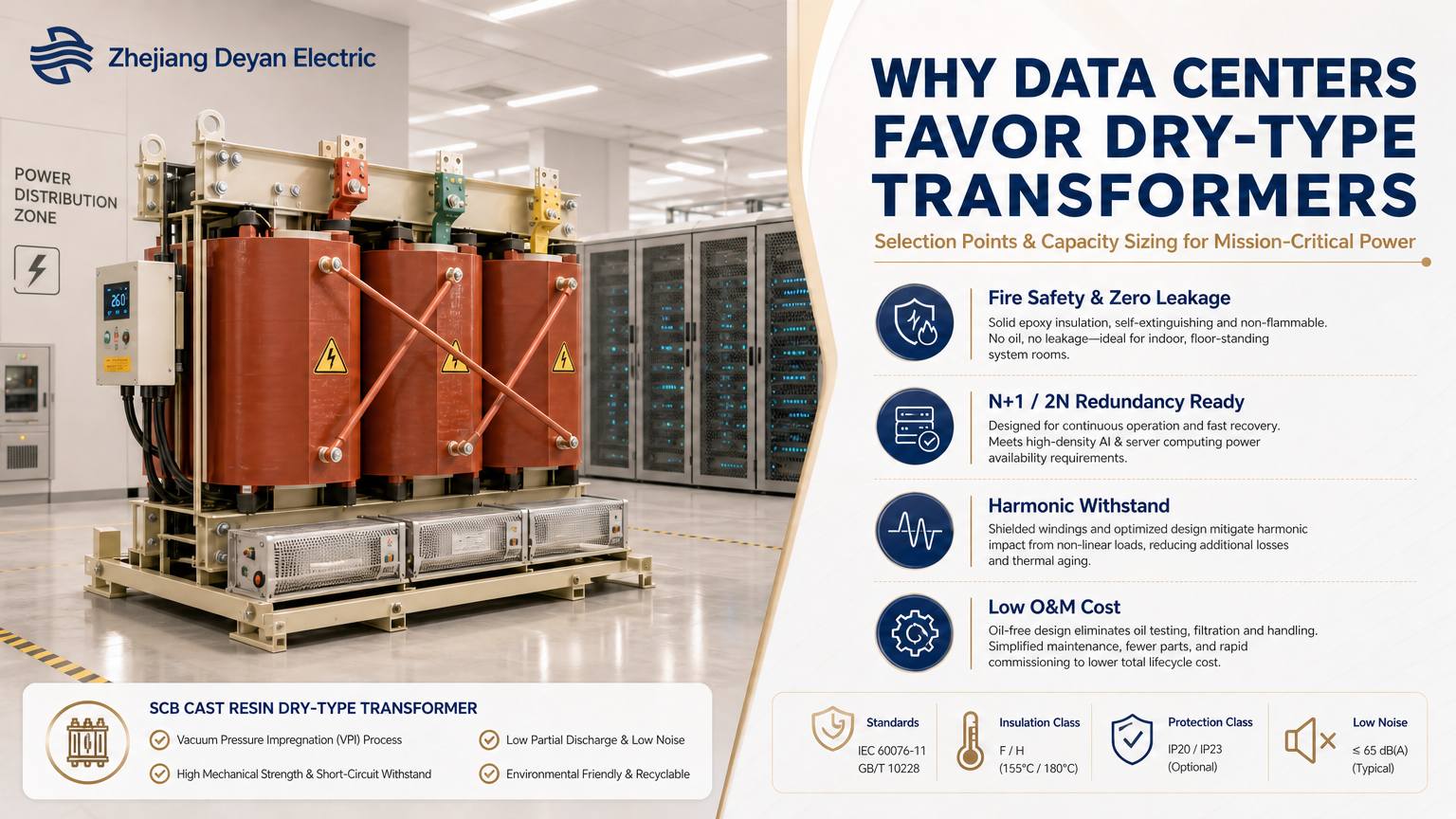 ¿Por qué los centros de datos prefieren los transformadores de tipo seco?